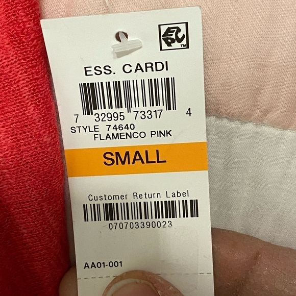 ALFANI OPEN FRONT LINEN BLEND CARDIGAN FLAMENCO PINK NWT S M - Picture 8 of 12